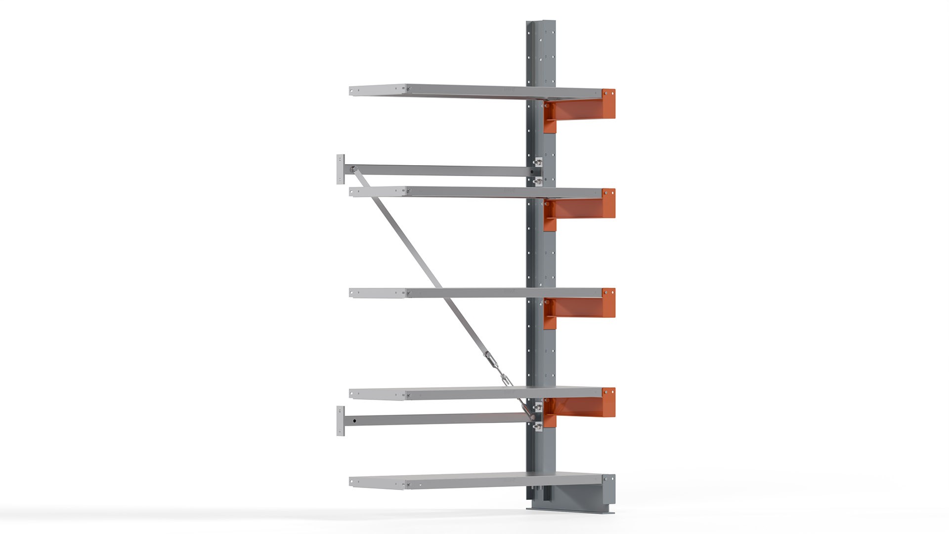 Kragarmregal KARL basic - Anbaufeld - Breite: 100 cm - Höhe: 200 cm - Tiefe: 52 cm - Traglast je Arm: 1100 kg - einseitig
