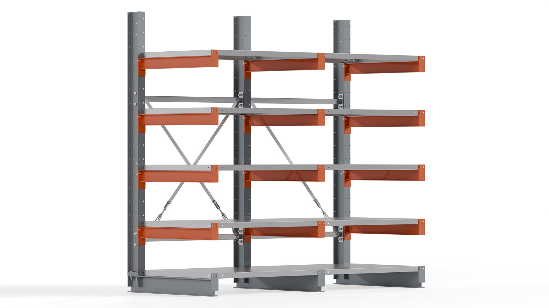 Kragarmregal KARL basic - lackiert - Breite: 200 cm - Höhe: 200 cm - Tiefe: 80 cm - Traglast je Kragarm: 550 kg - einseitig