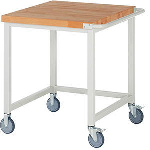 Fahrbare Werkbank, BxTxH 750x900x880 mm, Platte Buche 40 mm, RAL7035