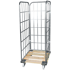 Rollbox, 3-seitig, Nutzhöhe 1650 mm, BxTxH 810x720x1850 mm, Bodenplatte aus Holz, natur