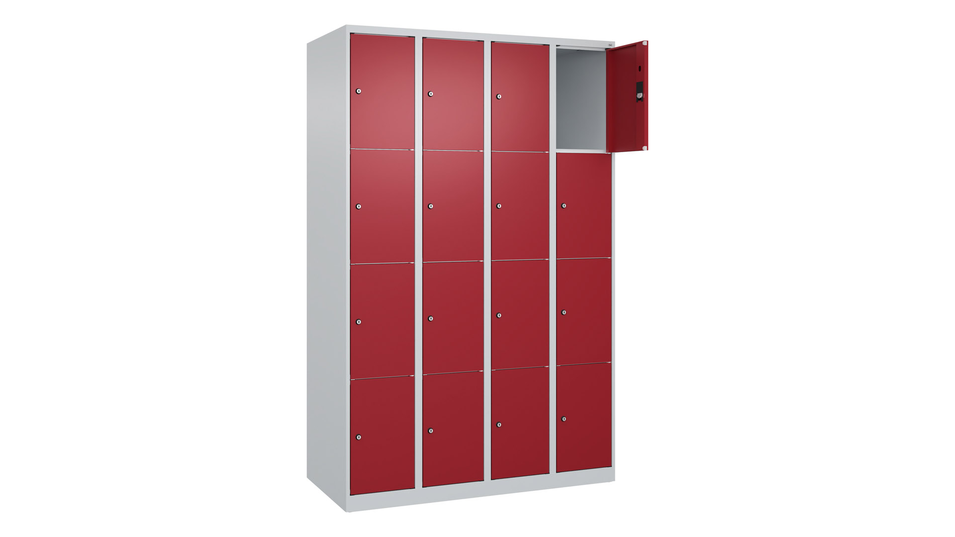 Fächerschrank, Breite 120 cm, Höhe 185 cm, Tiefe 50 cm, 16 Fächer