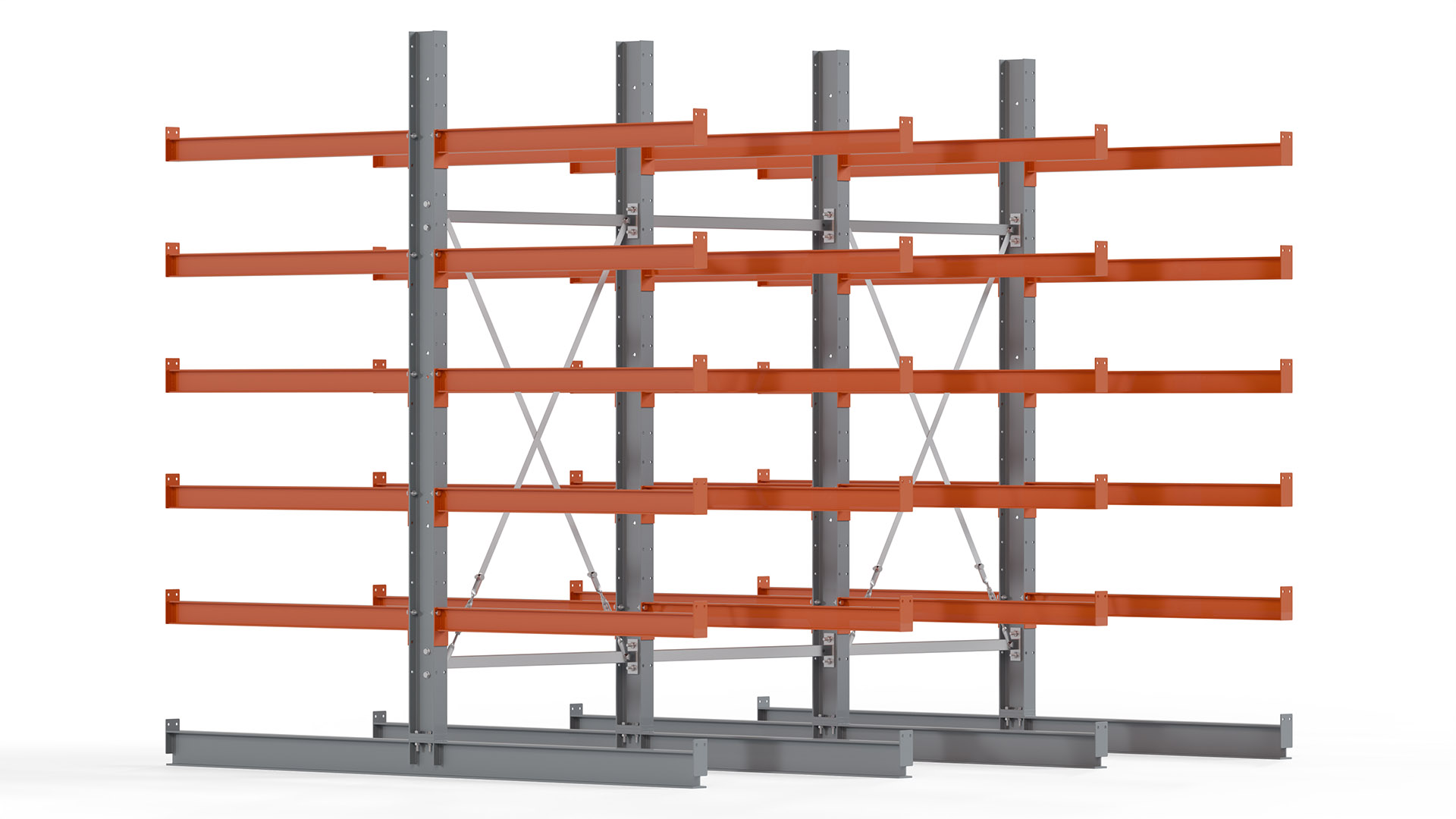 Kragarmregal KARL basic - lackiert - Breite: 300 cm - Höhe: 250 cm - Tiefe: 120 cm - Traglast je Kragarm: 370 kg - beidseitig
