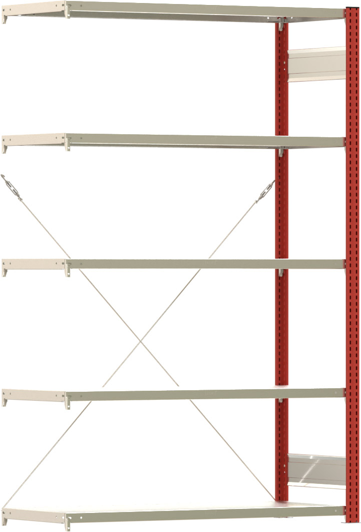 Fachbodenregal BERT - Breite: 128,5 cm - Tiefe: 50 cm - Höhe: 200 cm - 5 Böden - Anbauregal