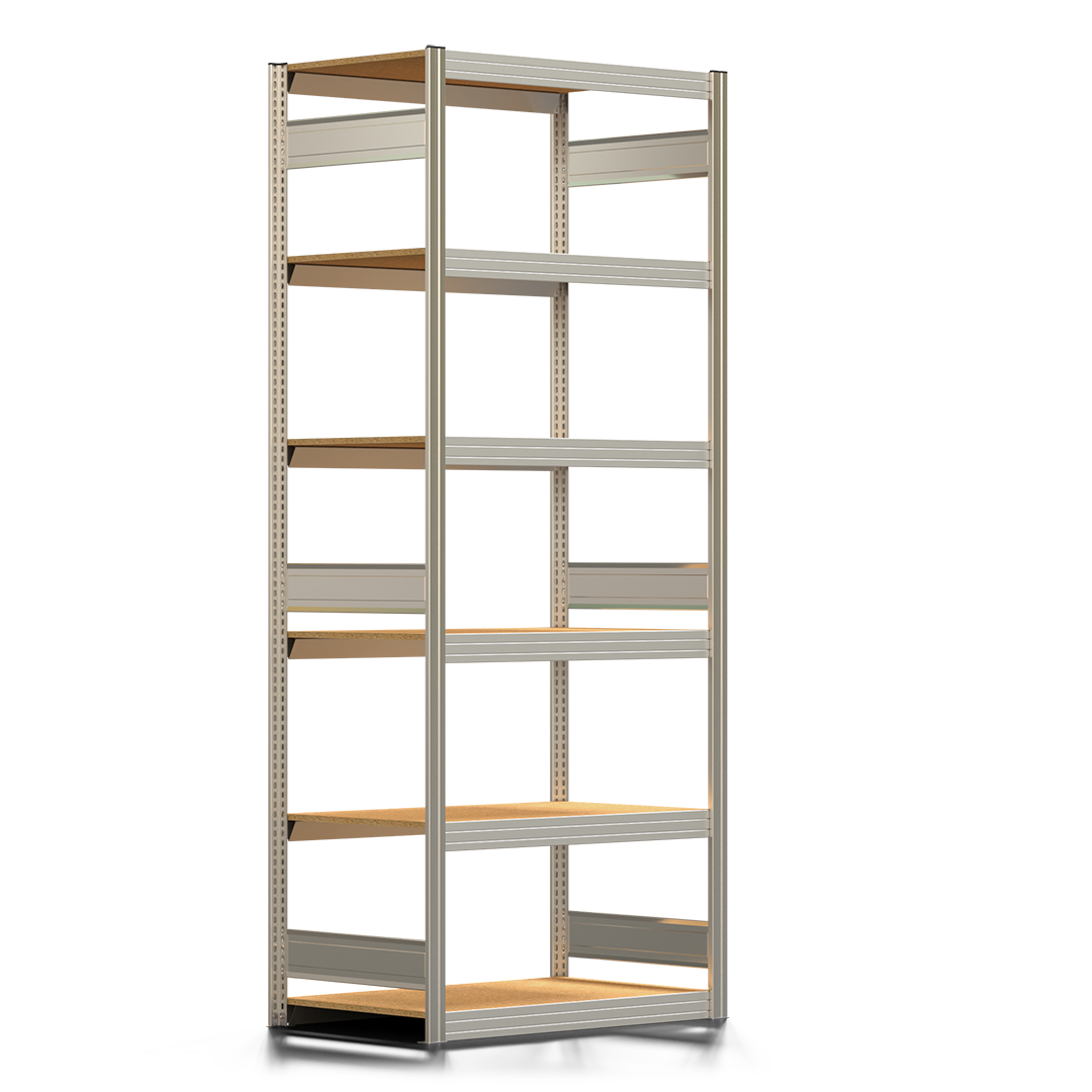 Fachbodenregal BERT - Breite: 100,5 cm - Tiefe: 60 cm - Höhe: 250 cm - 6 Böden - Grundregal