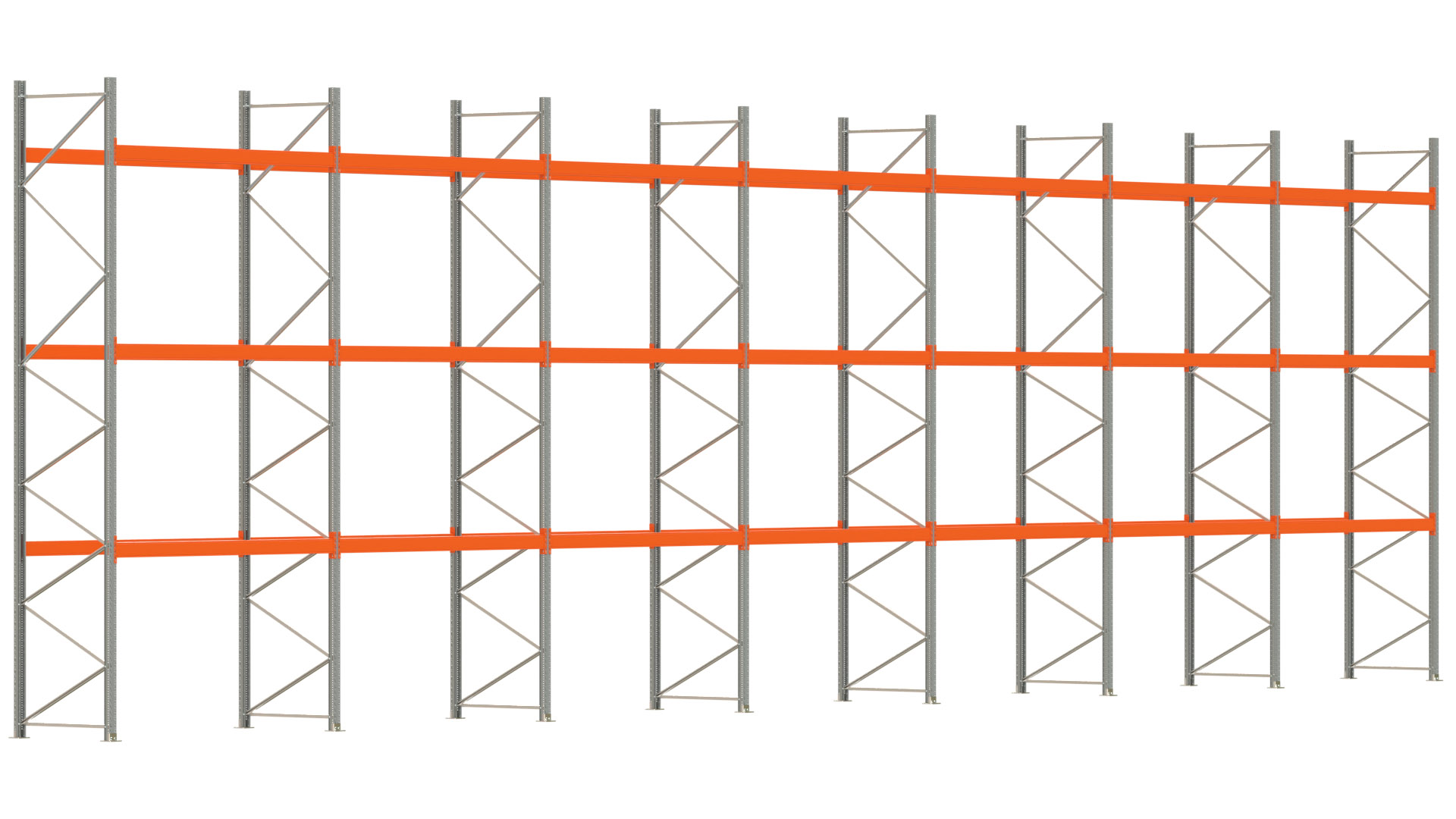 Palettenregal ARTUS - Breite 1958 cm - Höhe 550 cm - Tiefe 110 cm - Fachlast 2775 kg - 84 Palettenstellplätze