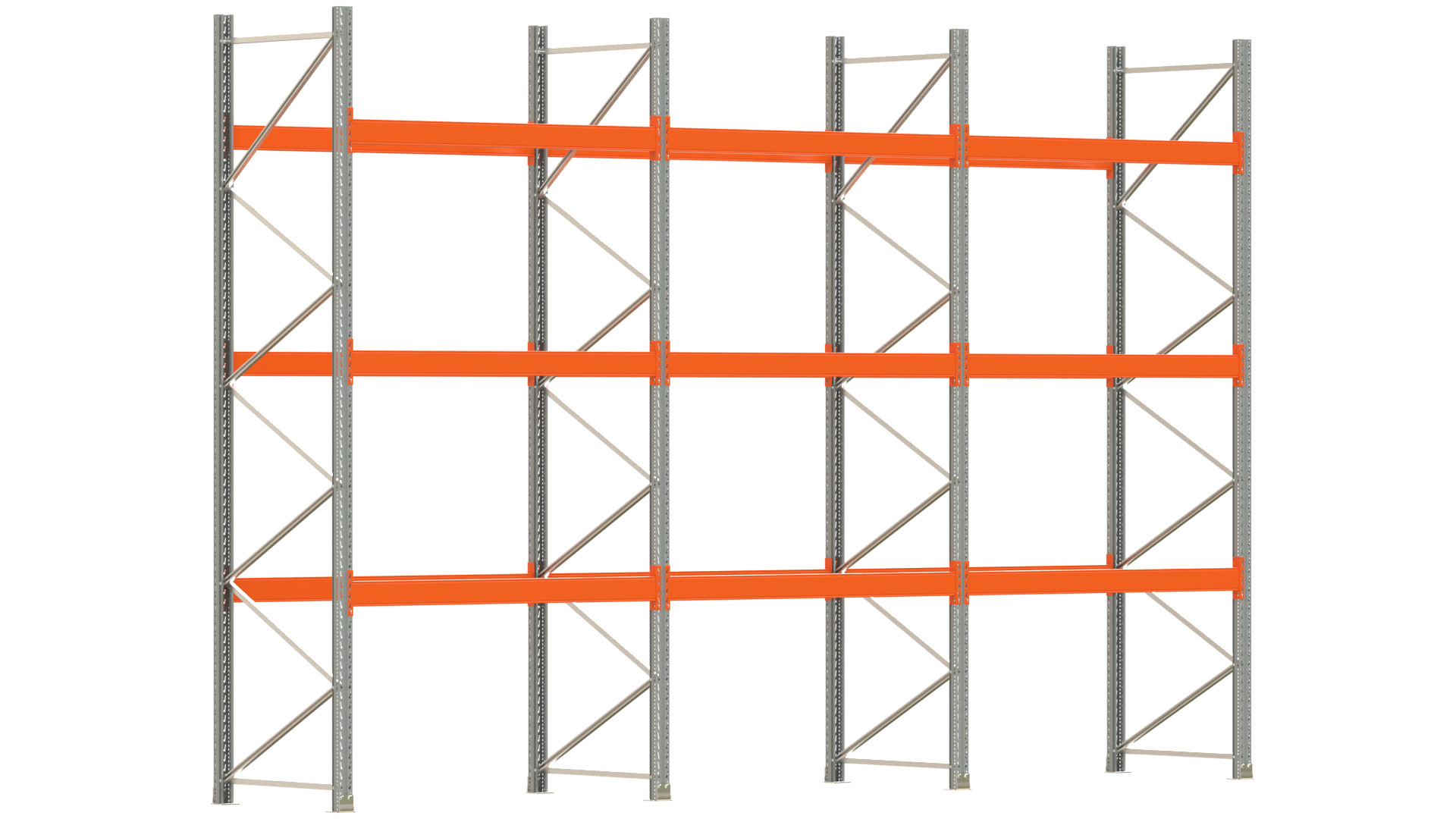 Palettenregal ARTUS - Breite 604 cm - Höhe 400 cm - Tiefe 110 cm - Fachlast 3000 kg - 24 Palettenstellplätze