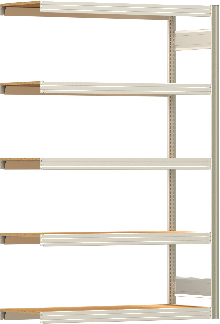 Fachbodenregal BERT - Breite: 128,5 cm - Tiefe: 50 cm - Höhe: 200 cm - 5 Böden - Anbauregal