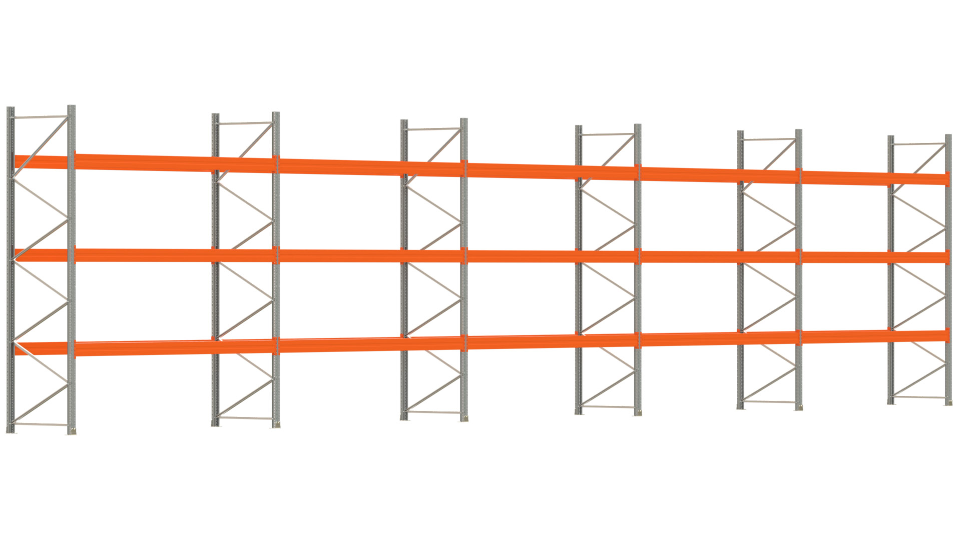 Palettenregal ARTUS - Breite 1851 cm - Höhe 400 cm - Tiefe 110 cm - Fachlast 3000 kg - 80 Palettenstellplätze