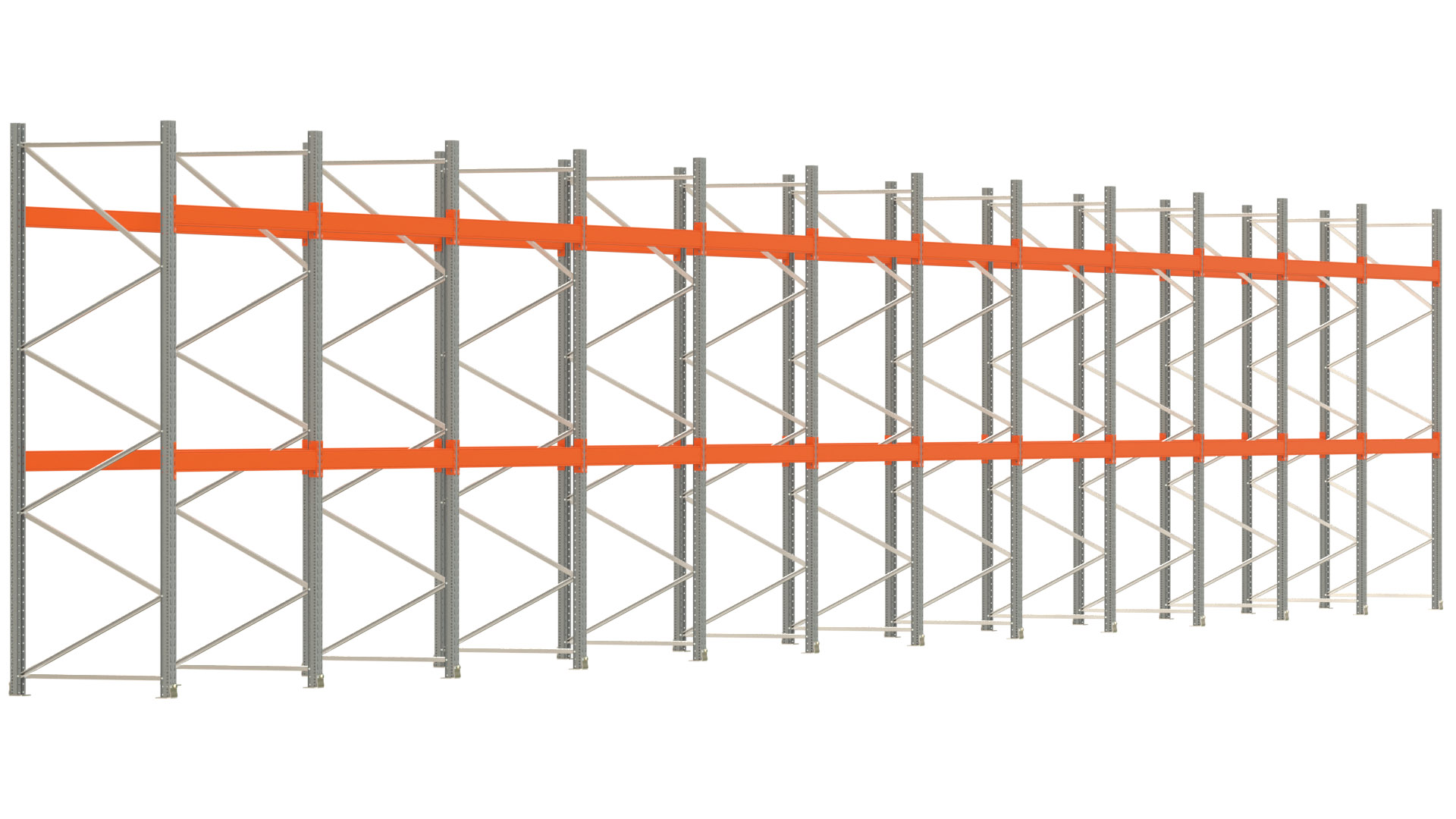 Palettenregal ARTUS - Breite 2390,5 cm - Höhe 350 cm - Tiefe 110 cm - Fachlast 3000 kg - 72 Palettenstellplätze