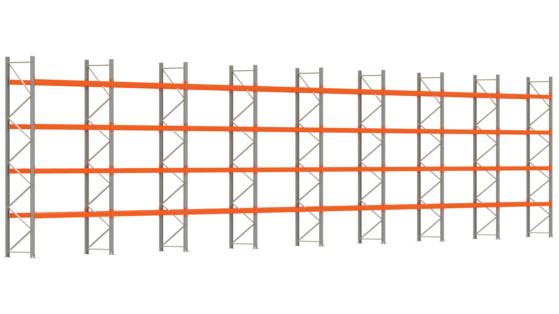 Palettenregal ARTUS - Breite 2236,5 cm - Höhe 450 cm - Tiefe 80 cm - Fachlast 2320 kg - 80 Palettenstellplätze