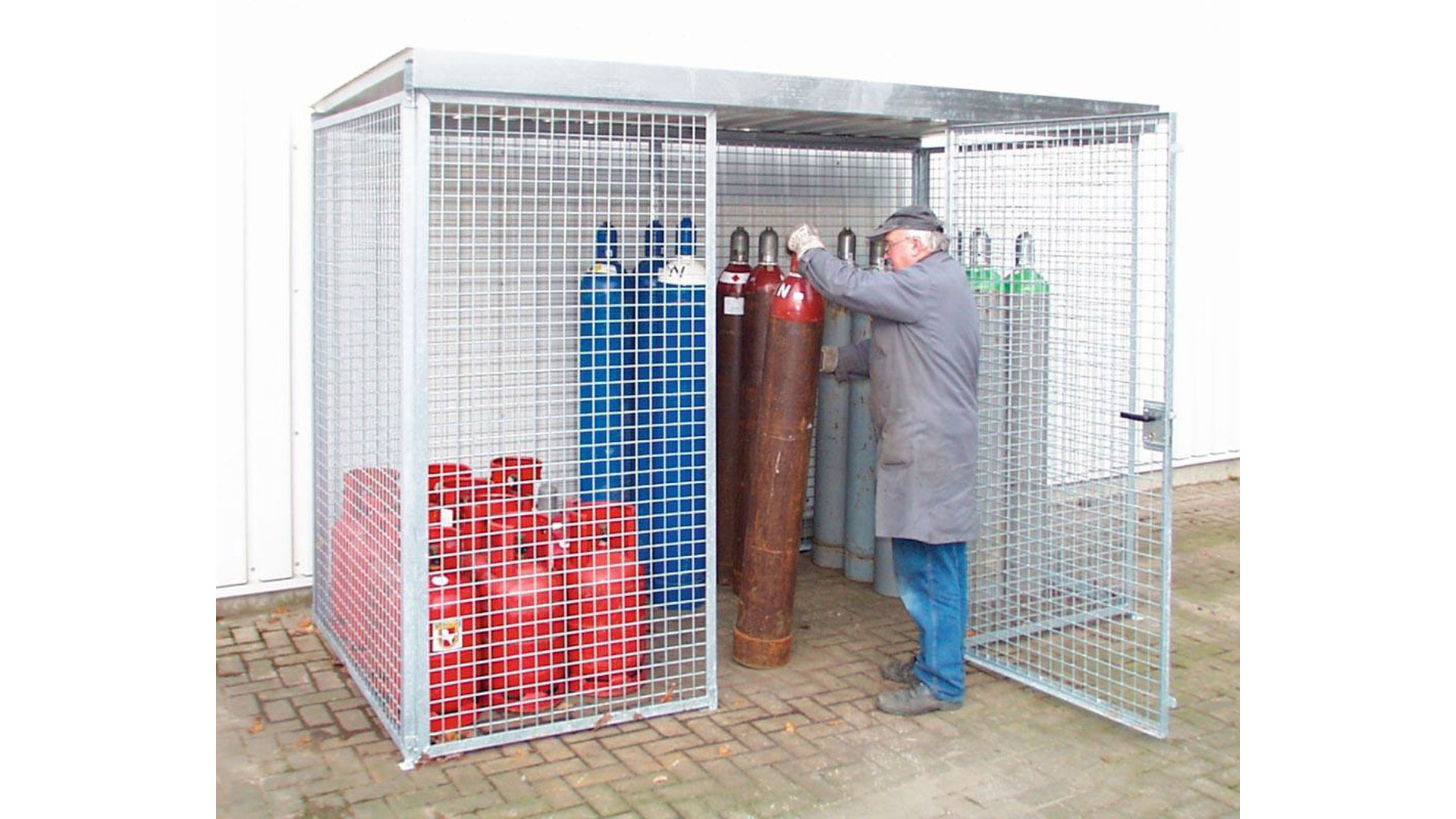 Gasflaschencontainer, Gasflaschenlager mit Dach