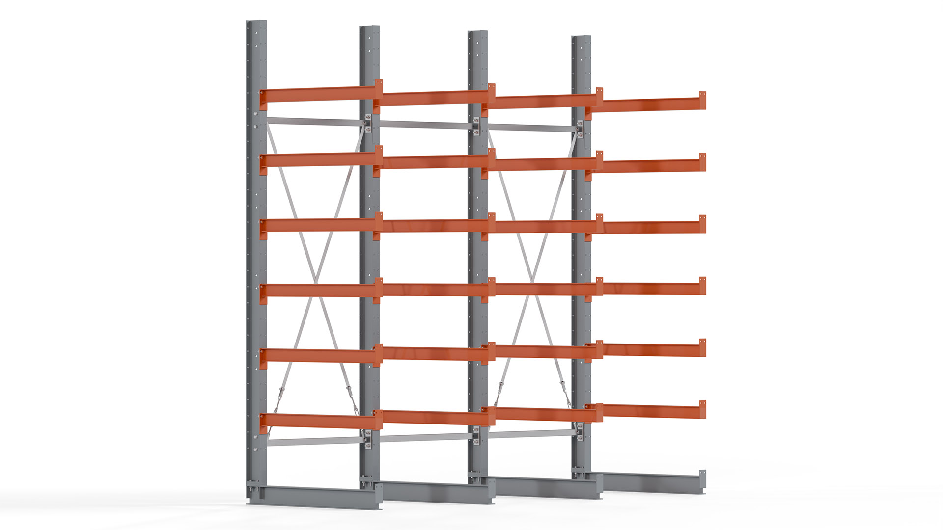 Kragarmregal KARL basic - lackiert - Breite: 300 cm - Höhe: 300 cm - Tiefe: 100 cm - Traglast je Kragarm: 450 kg - einseitig