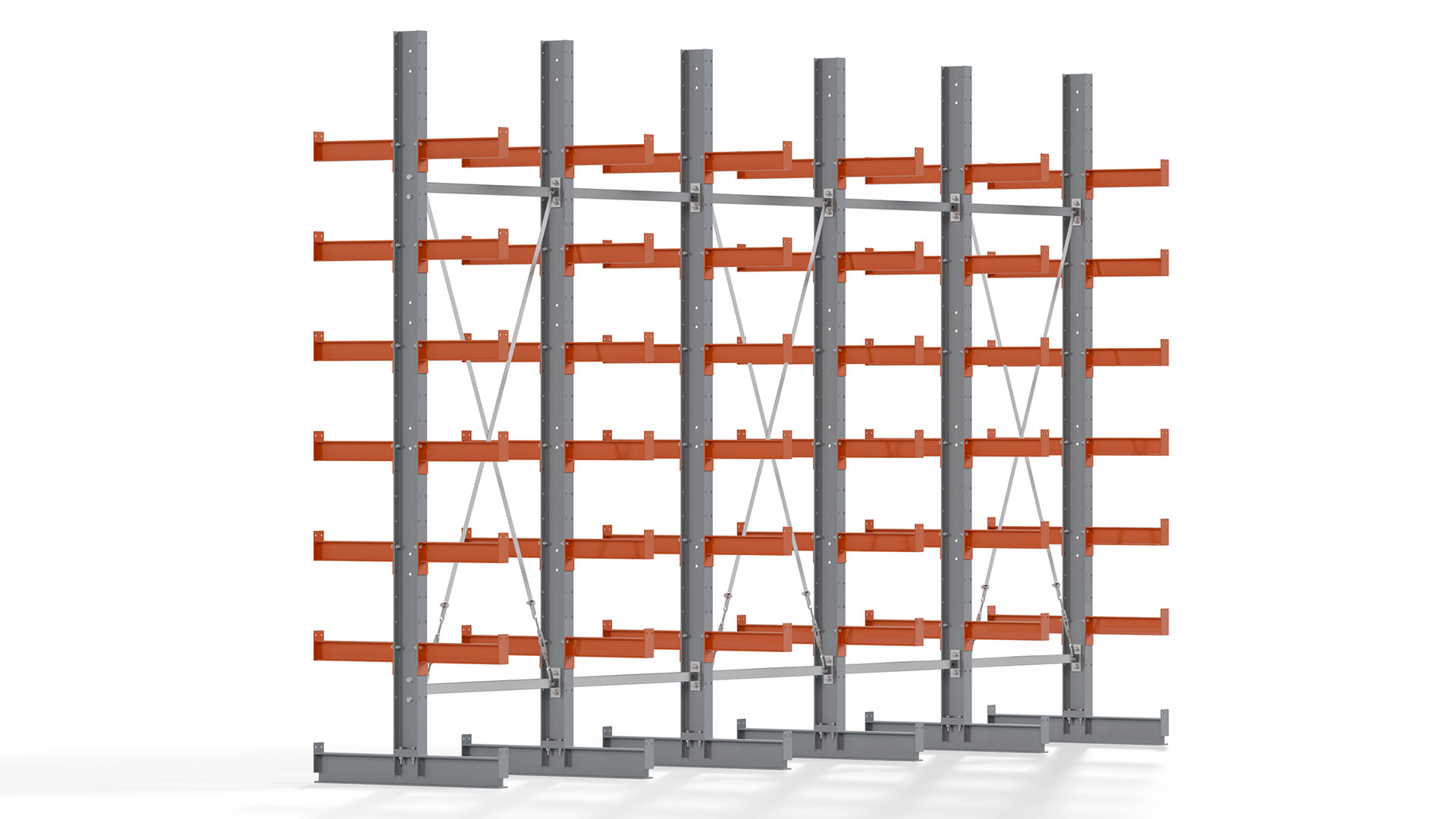 Kragarmregal KARL basic - lackiert - Breite: 500 cm - Höhe: 300 cm - Tiefe: 40 cm - Traglast je Kragarm: 1100 kg - beidseitig