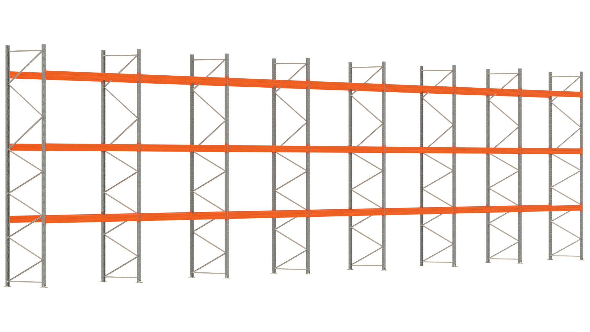 Palettenregal ARTUS - Breite 2588 cm - Höhe 550 cm - Tiefe 110 cm - Fachlast 2900 kg - 112 Palettenstellplätze