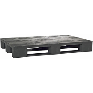Kunststoffpalette, BxTxH 1200x800x155 mm, Traglast stat. 6000 kg/dyn. 2000 kg/Regal 500 kg, 3 Kufen, ohne Rand, Farbe schwarz