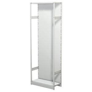 Aktenregal, Büroregal - Steckregal mit Rückwand, ohne Böden, Grundfeld, BxTxH 750x300x2250 mm, lichtgrau