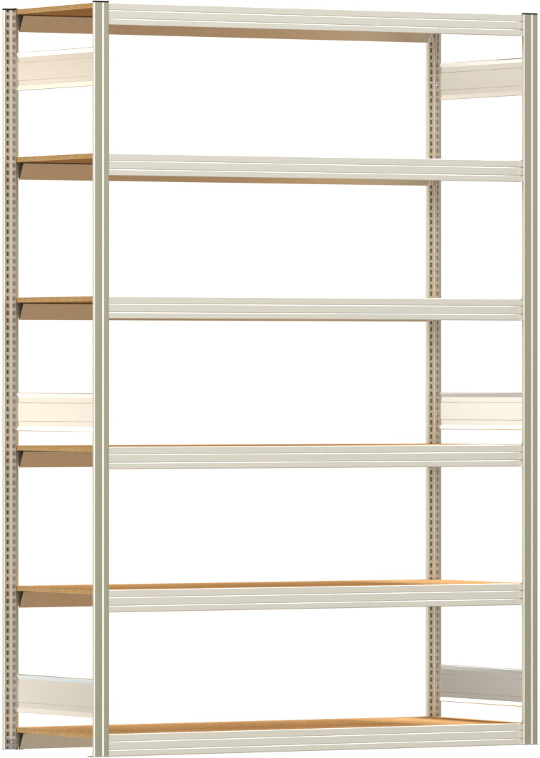 Fachbodenregal BERT - Breite: 169,5 cm - Tiefe: 60 cm - Höhe: 250 cm - 6 Böden - Grundregal