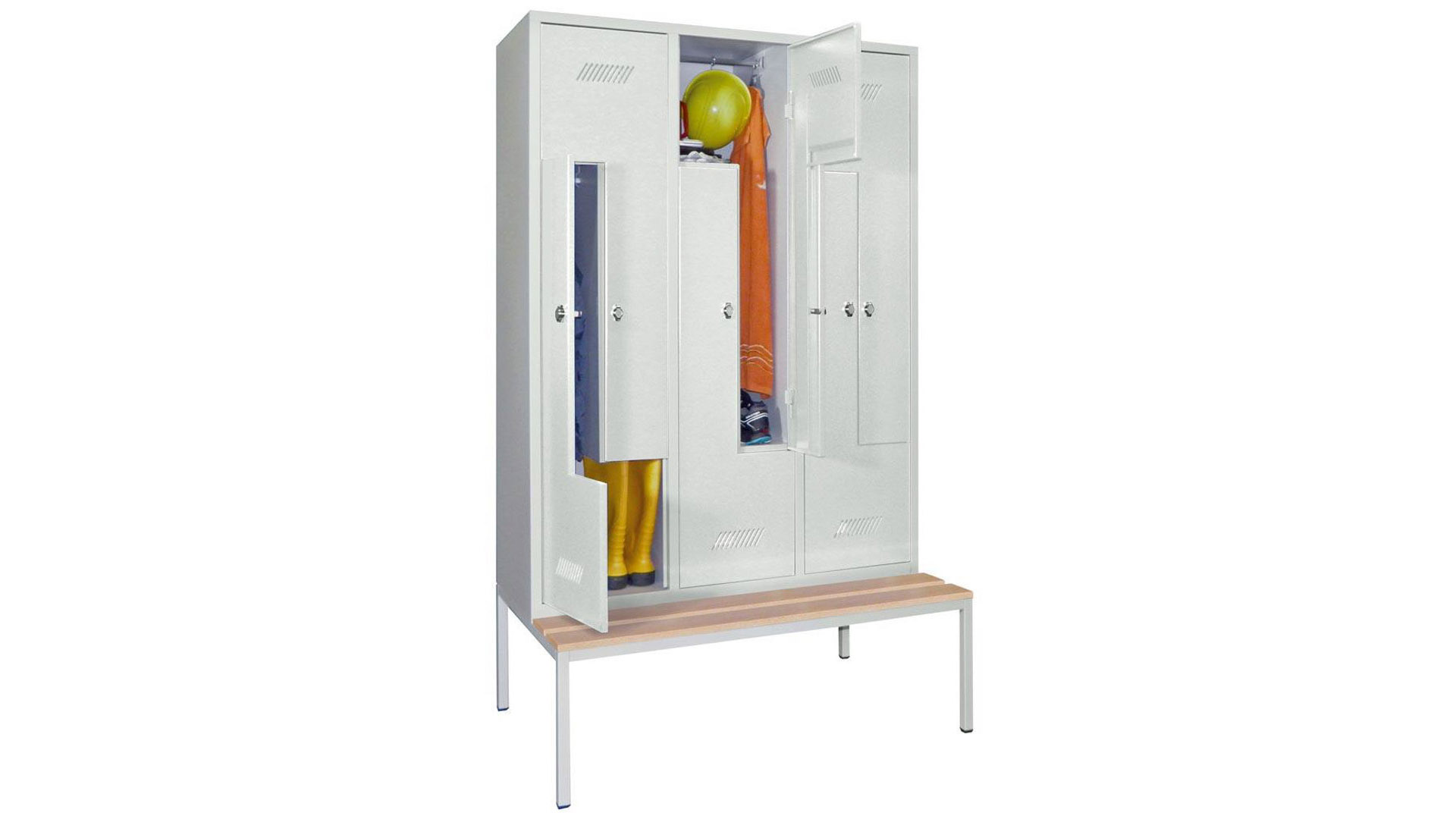 Z-Spind, Breite 100 cm, Höhe 210 cm, Tiefe 80 cm, 4 Abteile