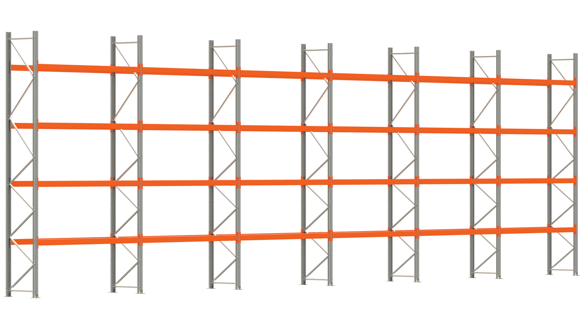 Palettenregal ARTUS - Breite 1679,5 cm - Höhe 500 cm - Tiefe 80 cm - Fachlast 2250 kg - 60 Palettenstellplätze