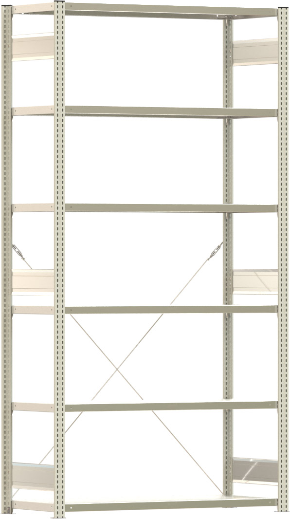 Fachbodenregal BERT - Breite: 128,5 cm - Tiefe: 50 cm - Höhe: 250 cm - 6 Böden - Grundregal