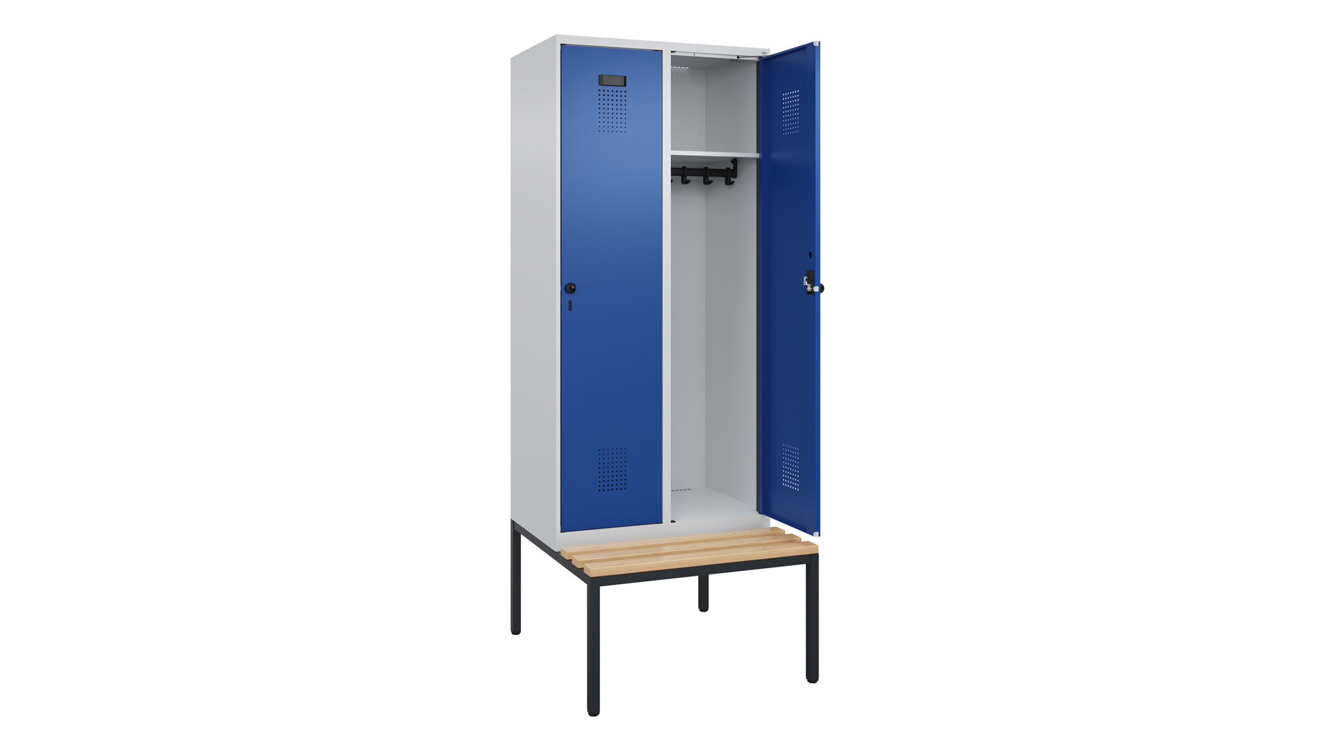 Spind - Garderobenschrank, Breite 80 cm, Höhe 212 cm, Tiefe 50 cm, 2 Abteile