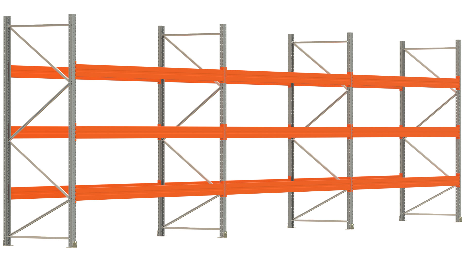 Palettenregal ARTUS - Breite 1114 cm - Höhe 300 cm - Tiefe 110 cm - Fachlast 3000 kg - 48 Palettenstellplätze