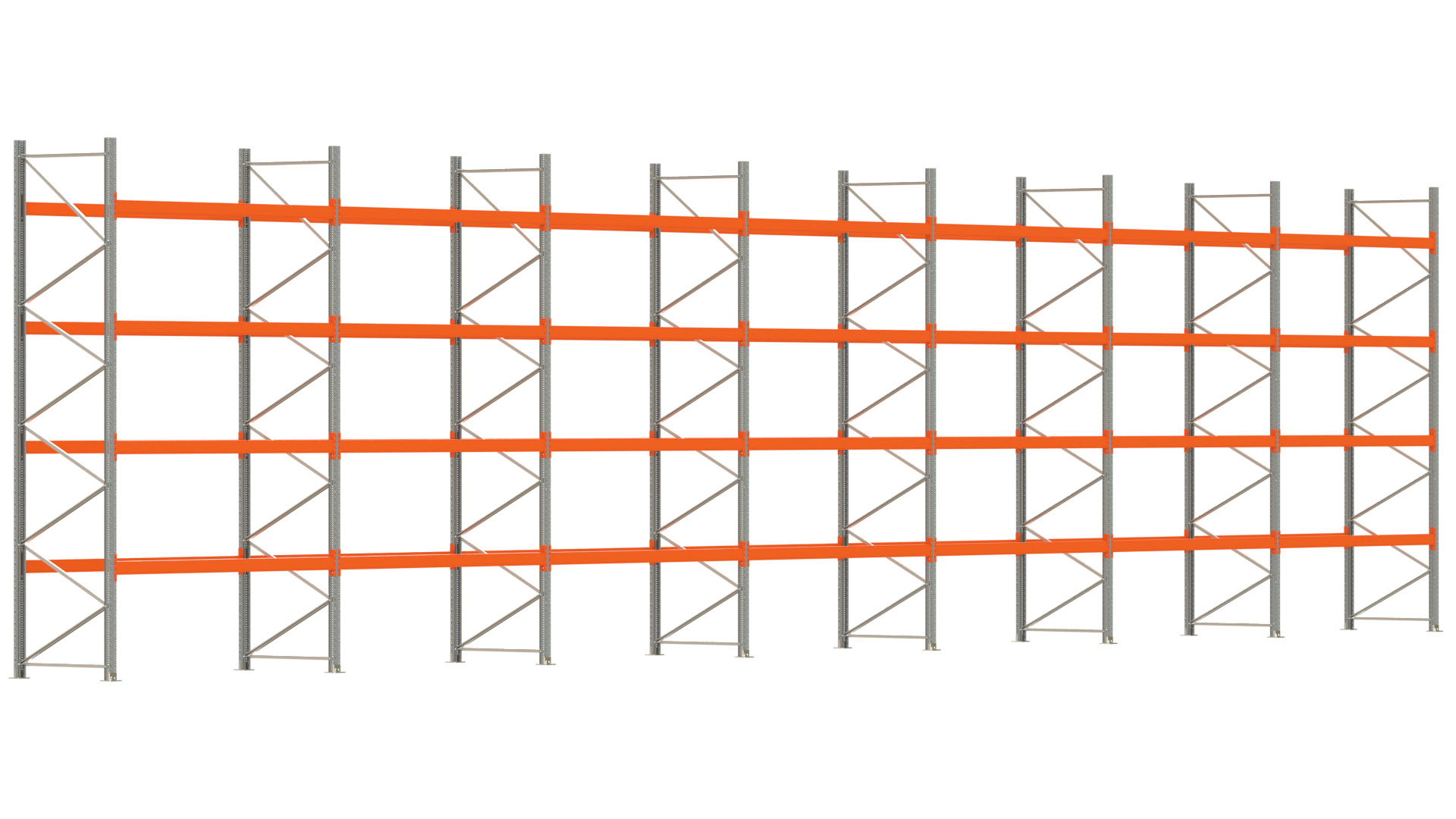 Palettenregal ARTUS - Breite 1958 cm - Höhe 450 cm - Tiefe 110 cm - Fachlast 2000 kg - 105 Palettenstellplätze