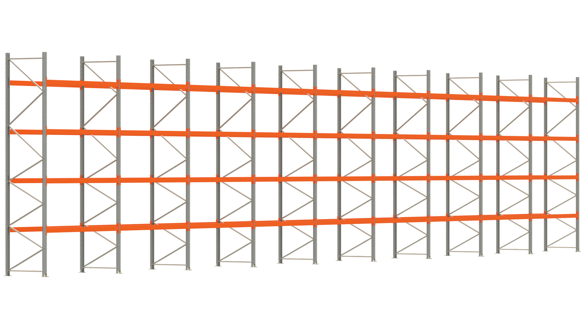 Palettenregal ARTUS - Breite 2515 cm - Höhe 500 cm - Tiefe 110 cm - Fachlast 2250 kg - 135 Palettenstellplätze