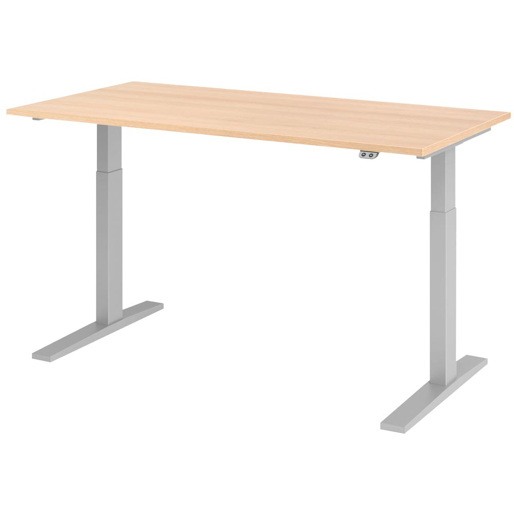 Schreibtisch, elektrisch höhenverstellbar von 700-1200 mm, Tastschalter, BxT 1600x800 mm, eiche