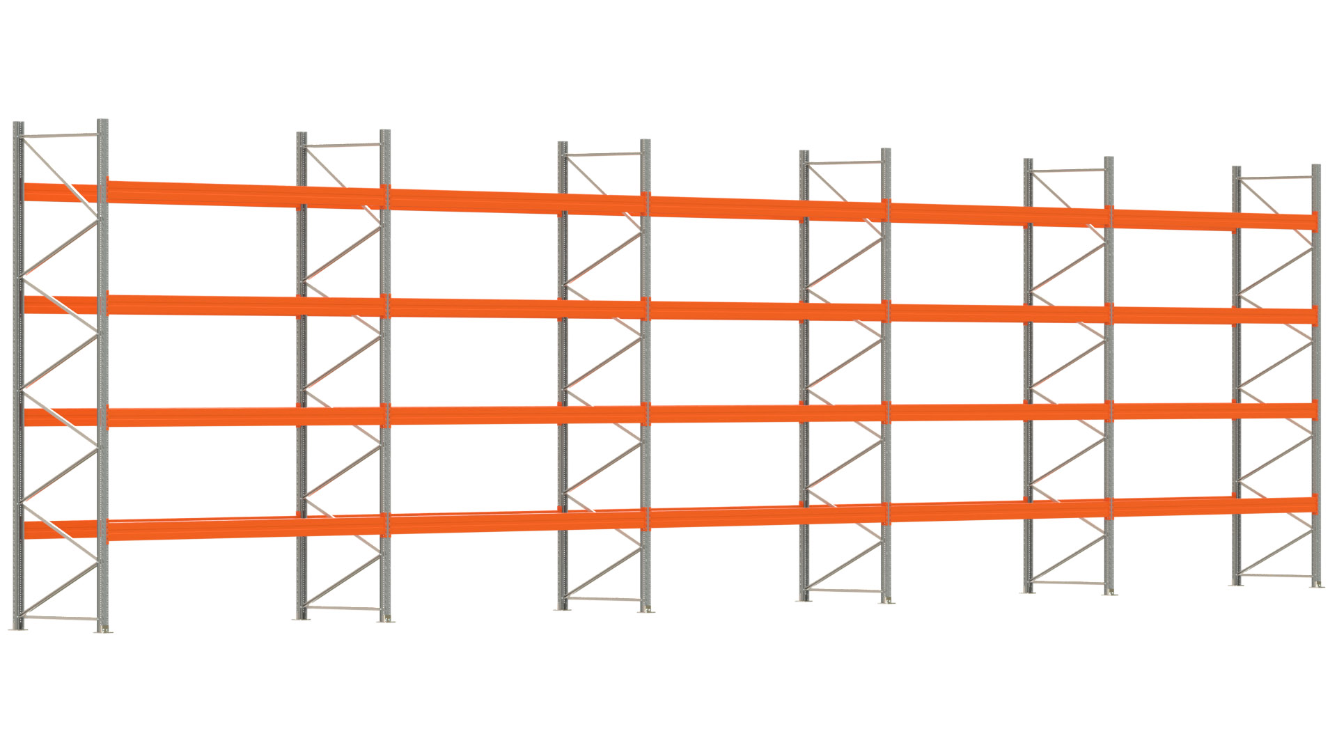 Palettenregal ARTUS - Breite 1851 cm - Höhe 450 cm - Tiefe 110 cm - Fachlast 2400 kg - 100 Palettenstellplätze