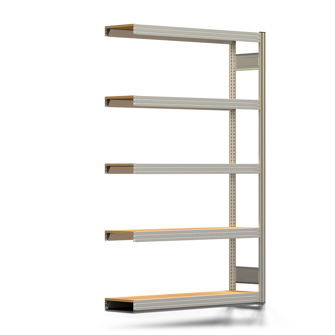 Fachbodenregal BERT - Breite: 128,5 cm - Tiefe: 30 cm - Höhe: 200 cm - 5 Böden - Anbauregal