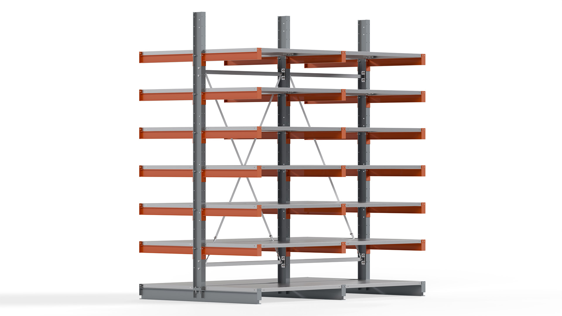 Kragarmregal KARL basic - lackiert - Breite: 256 cm - Höhe: 300 cm - Tiefe: 80 cm - Traglast je Kragarm: 550 kg - beidseitig