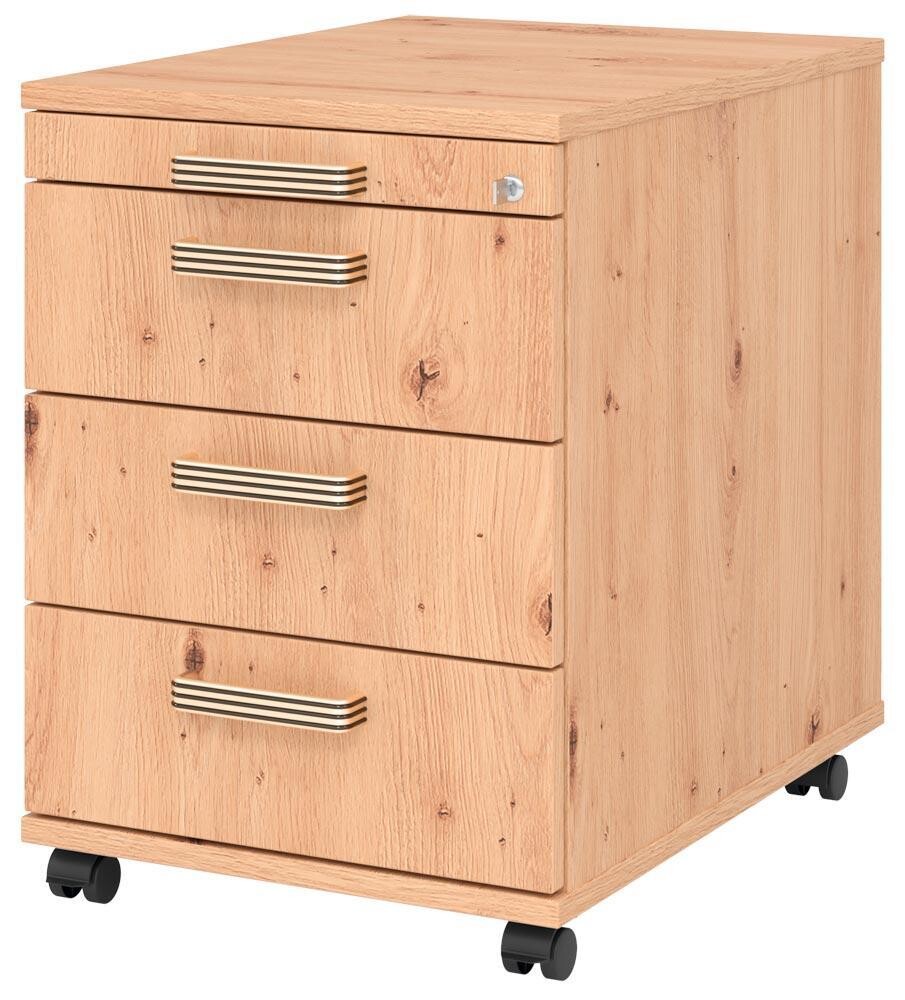 Rollcontainer 3 Schubladen - BxTxH 428x580x590 mm - asteiche