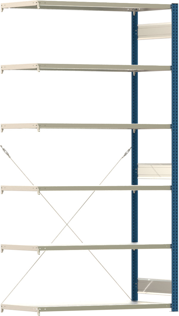 Fachbodenregal BERT - Breite: 128,5 cm - Tiefe: 60 cm - Höhe: 250 cm - 6 Böden - Anbauregal