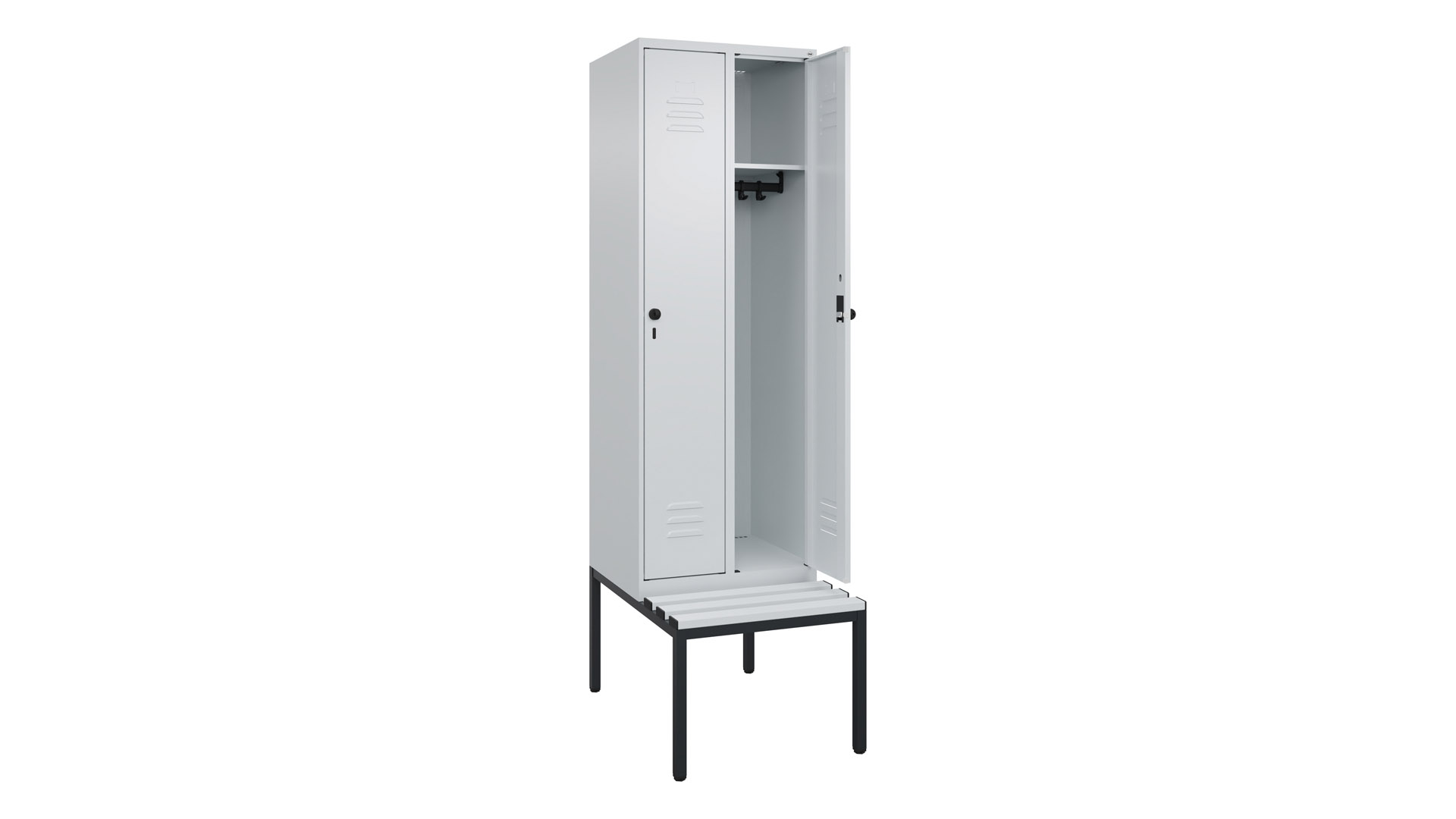 Spind - Garderobenschrank, Breite 60 cm, Höhe 212 cm, Tiefe 50 cm, 2 Abteile