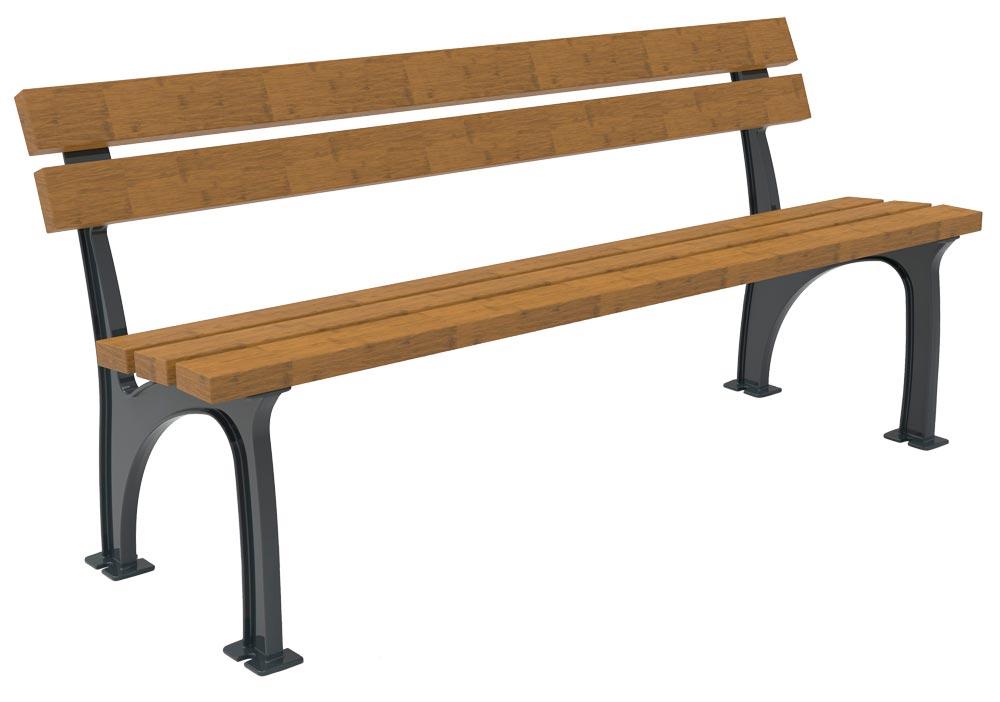 Parkbank mit Rückenlehne - Breite 177 cm - Farbe: bambus hell