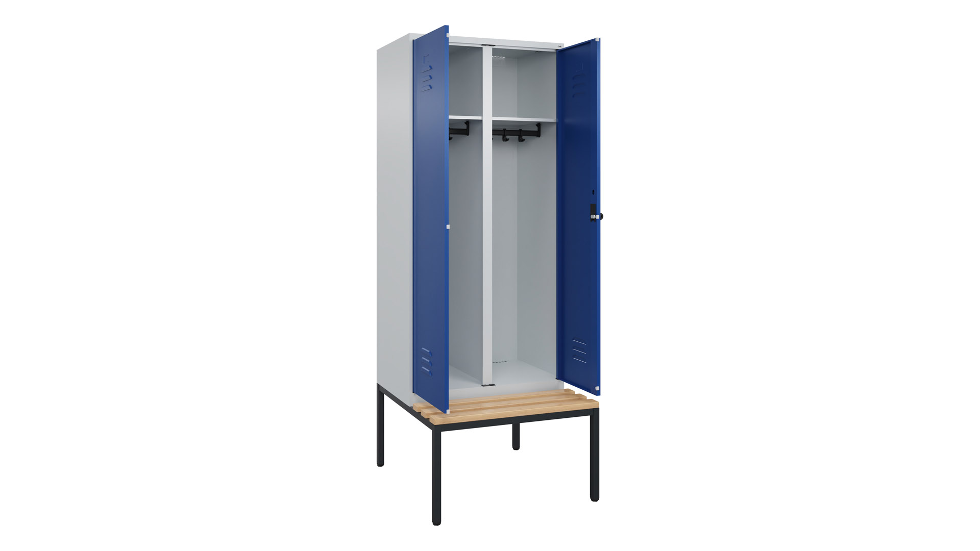 Spind - Garderobenschrank, Breite 80 cm, Höhe 212 cm, Tiefe 50 cm, 2 Abteile