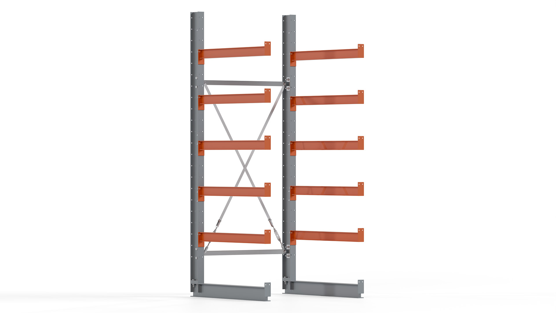 Kragarmregal KARL basic - lackiert - Breite: 100 cm - Höhe: 250 cm - Tiefe: 100 cm - Traglast je Kragarm: 450 kg - einseitig