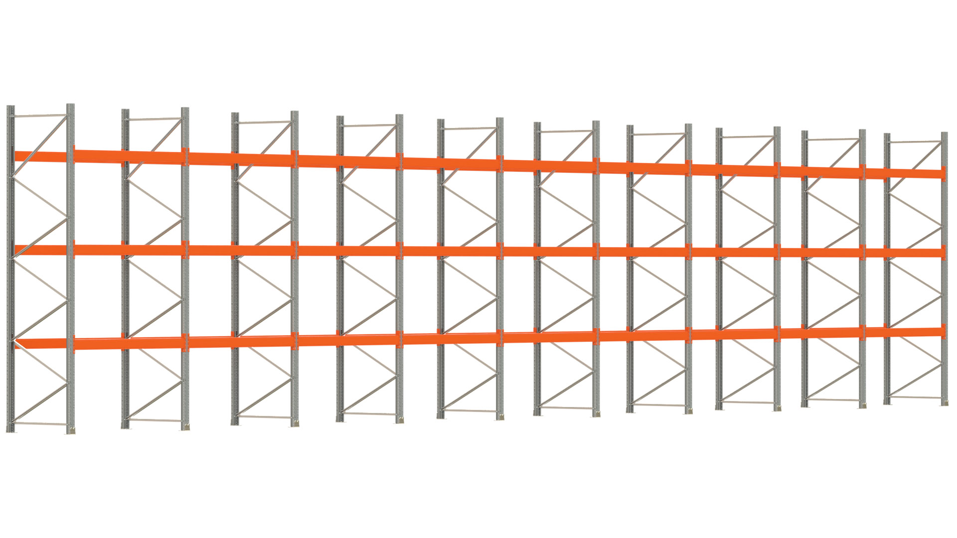 Palettenregal ARTUS - Breite 1795 cm - Höhe 400 cm - Tiefe 110 cm - Fachlast 3000 kg - 72 Palettenstellplätze