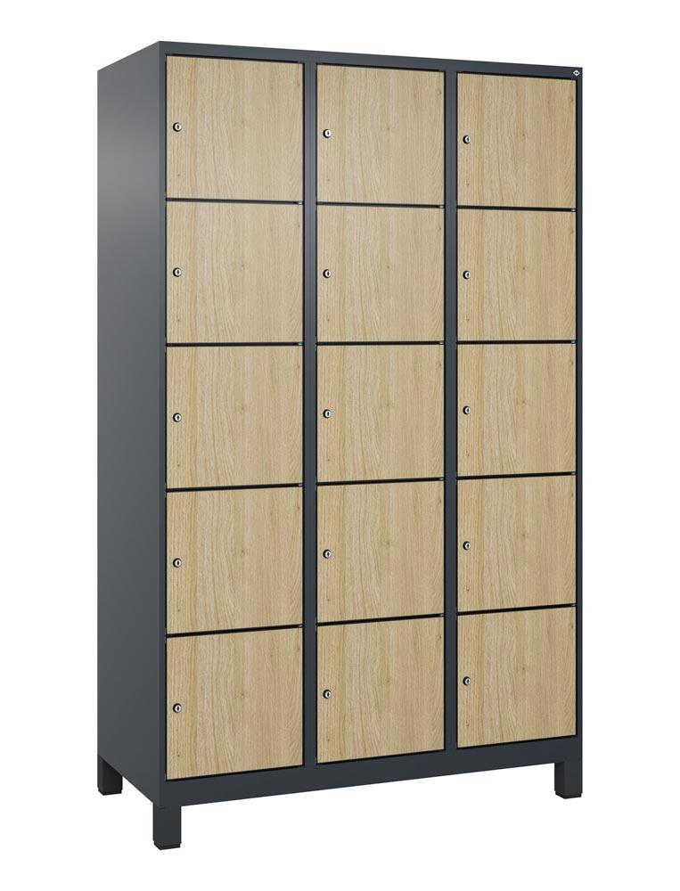 Fächerschrank mit MDF Türen, Breite 120 cm, Höhe 195 cm, Tiefe 50 cm, 15 Fächer