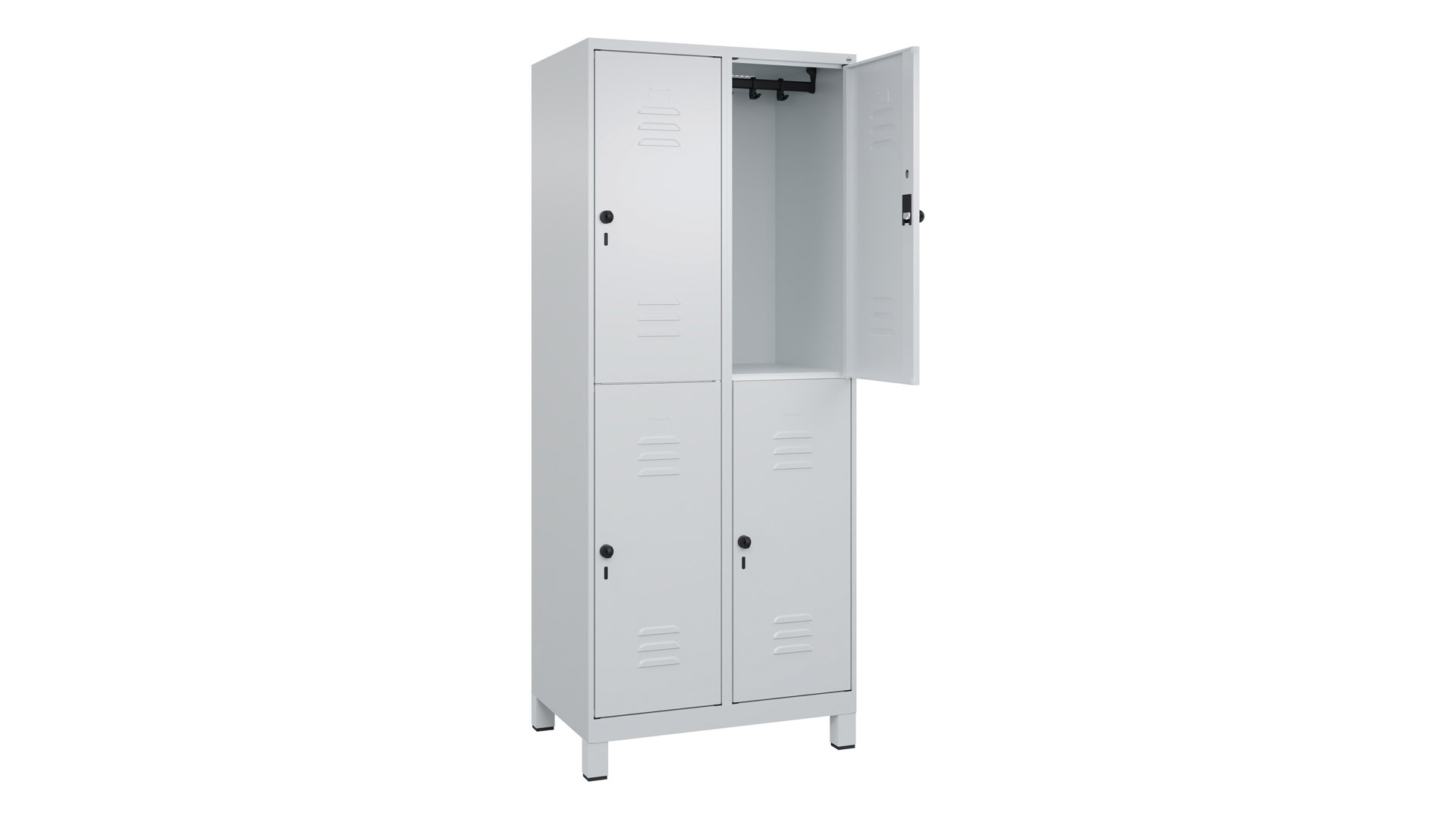 Garderobenspind doppelstöckig, Breite 80 cm, Höhe 195 cm, Tiefe 50 cm, 4 Fächer