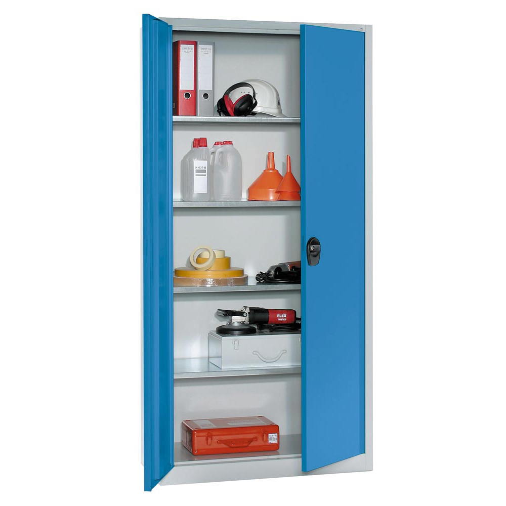 Flügeltürschrank, 4 Böden verzinkt, BxTxH 940x400x1950 mm, RAL 7035/5012