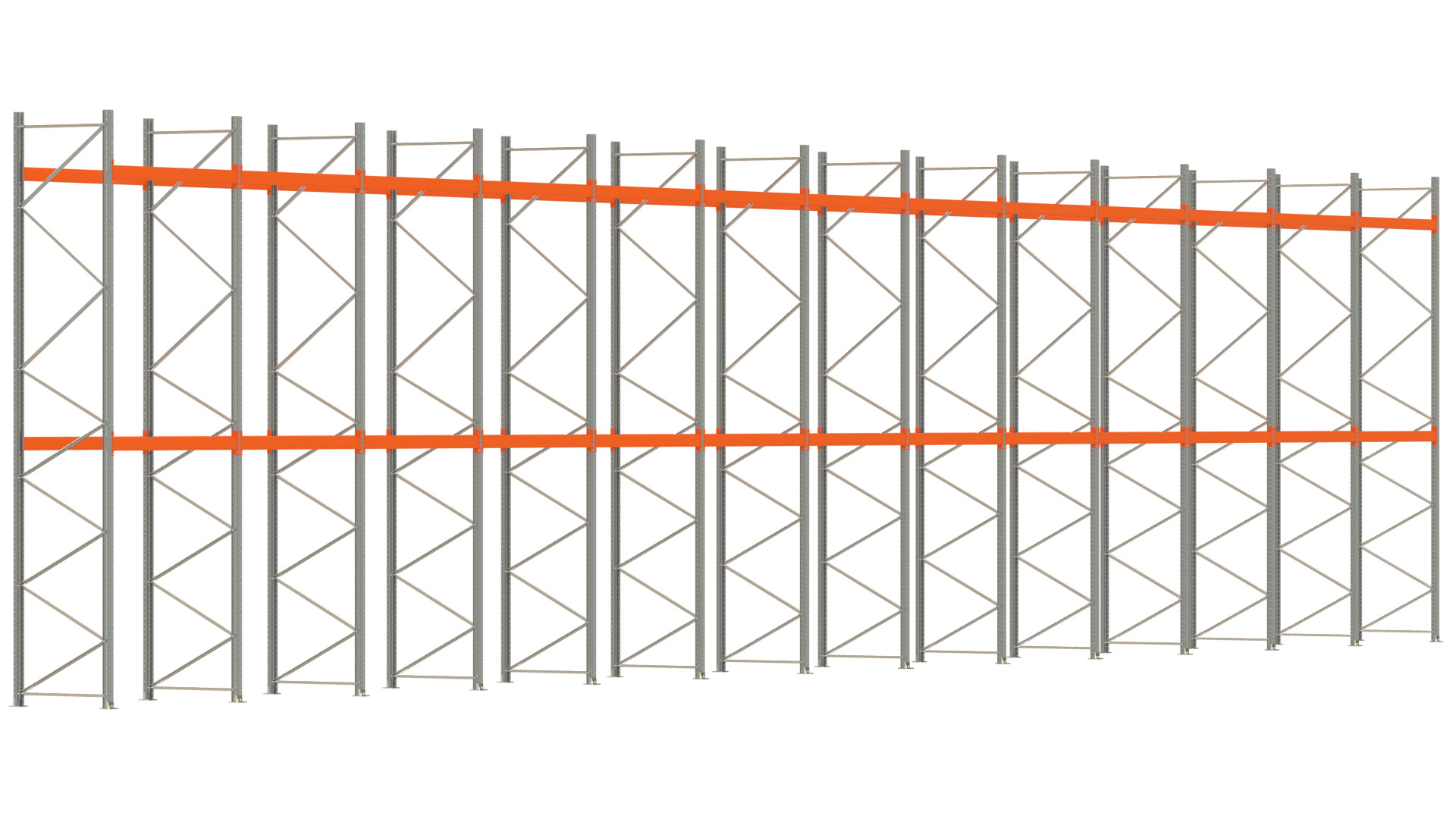 Palettenregal ARTUS - Breite 2589 cm - Höhe 550 cm - Tiefe 110 cm - Fachlast 2000 kg - 78 Palettenstellplätze