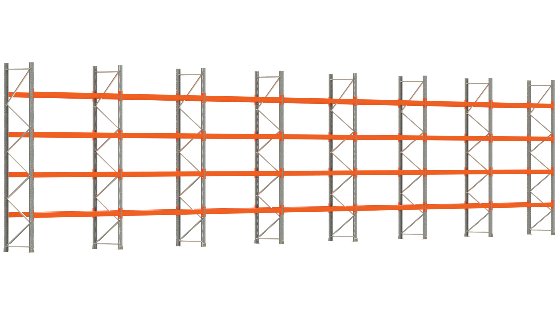 Palettenregal ARTUS - Breite 1958 cm - Höhe 400 cm - Tiefe 80 cm - Fachlast 2000 kg - 70 Palettenstellplätze