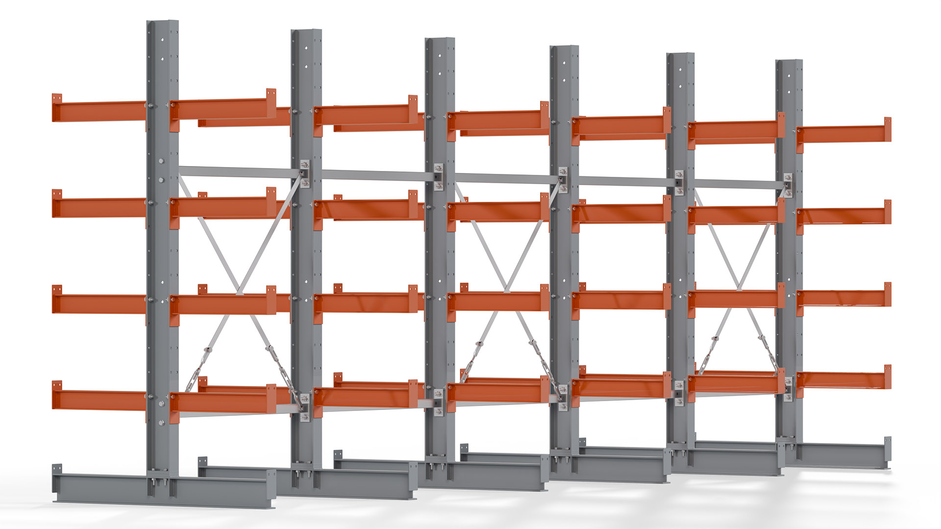 Kragarmregal KARL basic - lackiert - Breite: 500 cm - Höhe: 200 cm - Tiefe: 50 cm - Traglast je Kragarm: 870 kg - beidseitig