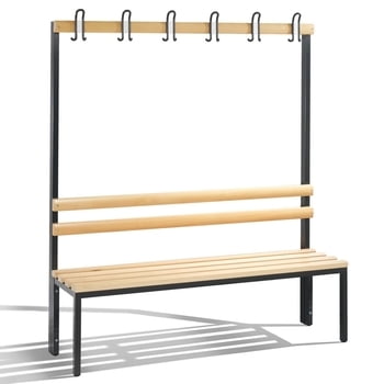C+P Garderobenbank, Sitzbank für Umkleide, Breite 150 cm, Höhe 165 cm, Tiefe 40,3 cm