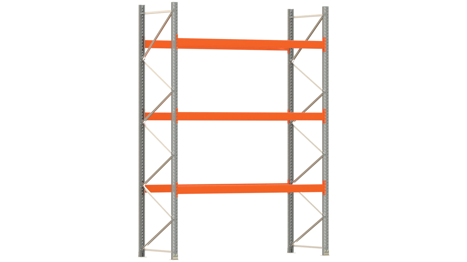Palettenregal ARTUS - Breite 287 cm - Höhe 400 cm - Tiefe 110 cm - 3 Träger-Ebenen - Fachlast 3000 kg - 12 Palettenstellplätze