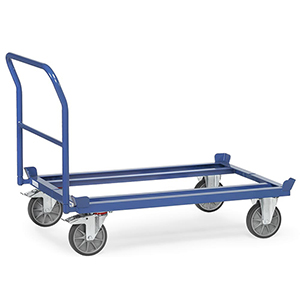 Mehrpreis für stabilen Rohrschiebebügel, an der Lenkseite einsteck- und verschraubbar, für Paletten-Fahrgestell, RAL 5007 brillantblau