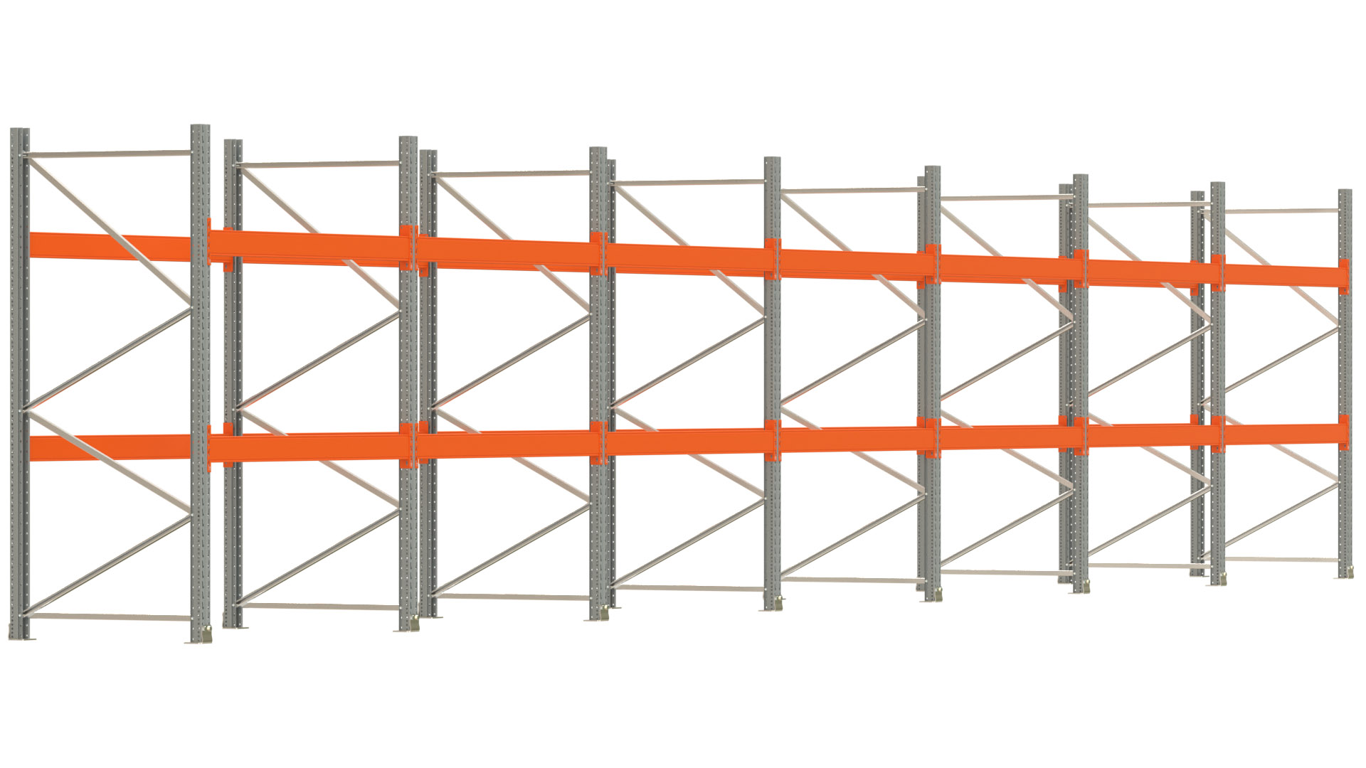 Palettenregal ARTUS - Breite 1398 cm - Höhe 250 cm - Tiefe 110 cm - Fachlast 3000 kg - 42 Palettenstellplätze