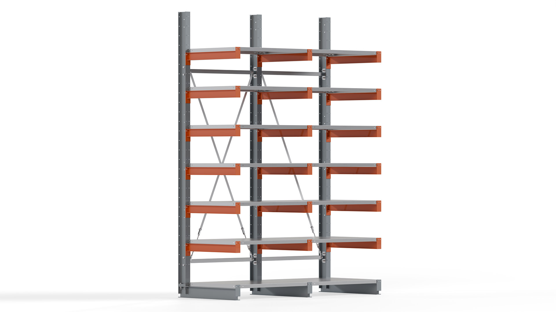 Kragarmregal KARL basic - lackiert - Breite: 200 cm - Höhe: 300 cm - Tiefe: 80 cm - Traglast je Kragarm: 550 kg - einseitig